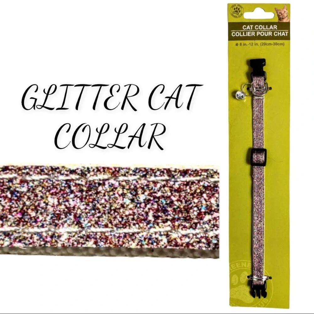 NIP GREENBRIER KENNEL CLUB PINK GLITTER CAT COLLAR WITH BELL
